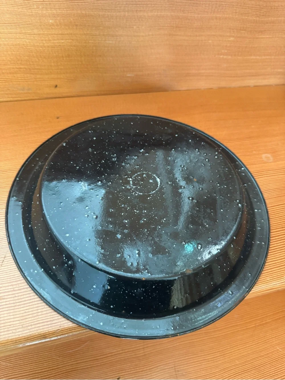 VTG Black Speckled Enamelware Plates - Set of 2 for camping, outdoor, travel